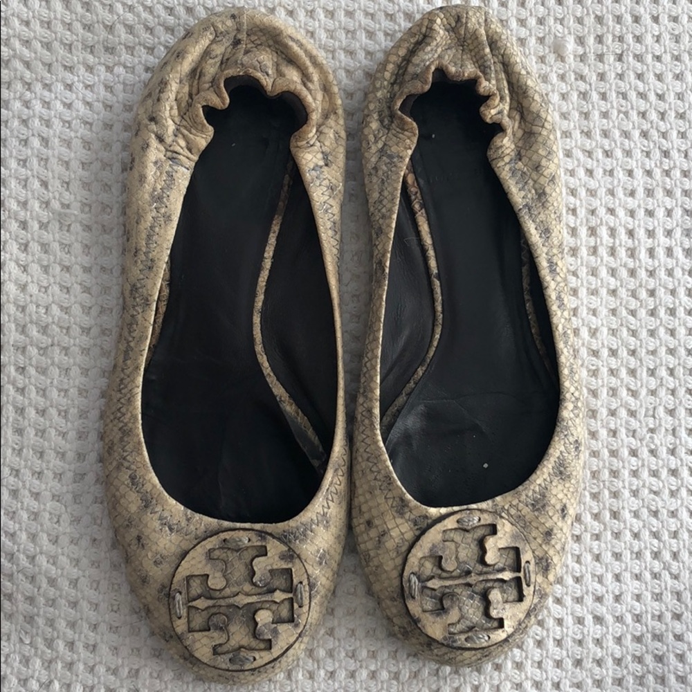 Tory Burch Python Snake Reva Ballet Flats Sz 7